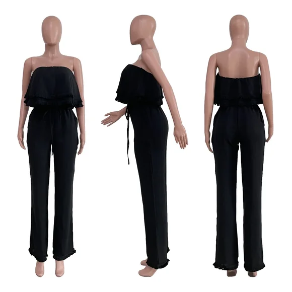 off shoulder tassel Jumpsuit new S, M, L, XL, XXL Available PRICE TODAY ONLY 🚨 - Picture 4 of 5